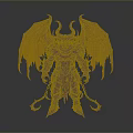 Fiery Red Demon Character With Large Wings Horns Armor And Chains