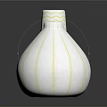 Modern White Vases With Gold Details And Various Textured Patterns On Reflective Surface 3d model