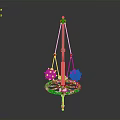 Mechanical Device With Red Wheel Base Hanging Silver Spheres And Metal Structure