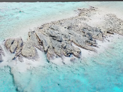 Scenic Light Blue Shallow Water With Natural Textured Rocky Shore 3d model