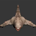 Fierce 3D Monster Character With Open Mouth Sharp Teeth Bulky Spiked Body And Thick Limbs