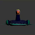 Kids Colorful Toucan Shaped Inflatable Swim Ring With Blue Dotted Body And Green Feet