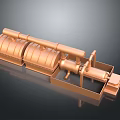3D Rendered Industrial Equipment Model With Copper Cylindrical Tanks And Connecting Pipes On Black Base