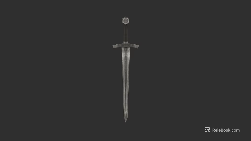 Medieval Iron Sword With Decorative Hilt And Sharp Blade Design 3d model 