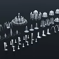 Decorative Water Fountain Designs With Various Spray Patterns And Ornamental Structures 3d model
