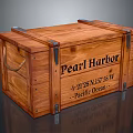 Wooden Chest With Metal Straps Leather Handle Engraved Pearl Harbor Coordinates Pacific Ocean