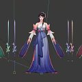 Game Movie Female Characters In Traditional Costumes With Swords And Colorful Outfits