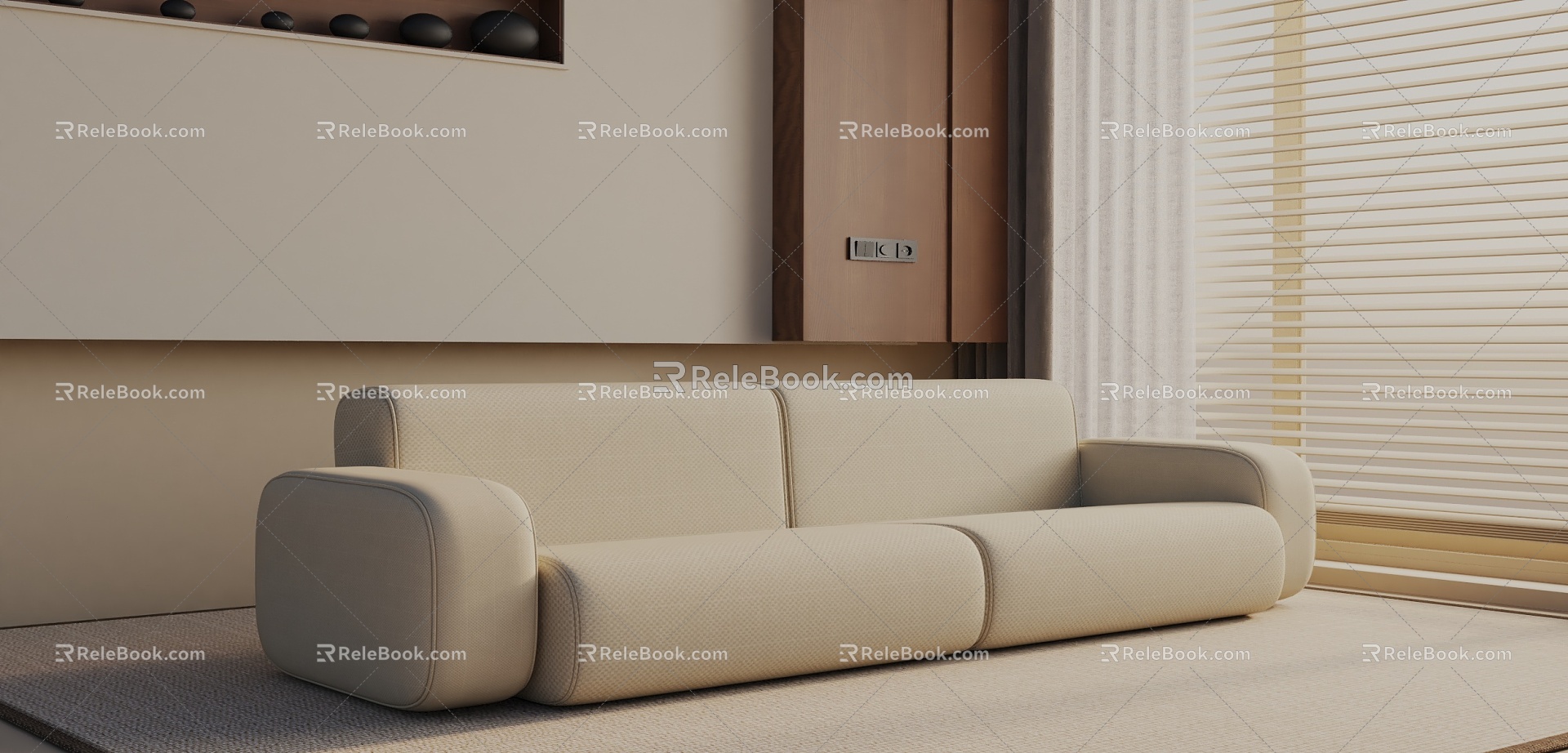 Three-seat sofa 3d model