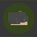 Modern Single Family House Model On Green Lawn With Large Windows And Wooden Deck