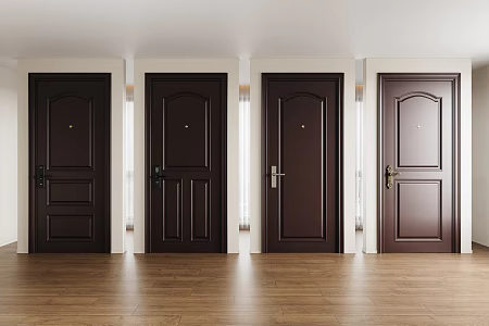 Modern security door entry door single door finger wire door lock 3d model