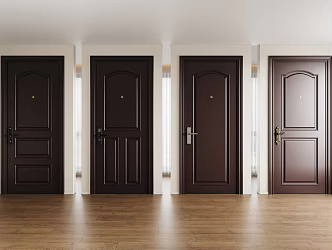 Modern security door entry door single door finger wire door lock 3d model