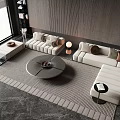 Modern minotti Sofa Coffee Table Combination Brand Sofa Villa Sofa 3d model