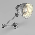 Modern Silver Metallic Wall Lamp with Adjustable Arm and Exposed Bulb Design 3d model