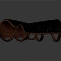 Historical Weapon Vambraces Crafted From Black Leather With Metal Plates And Red Trim