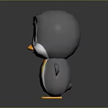 Cute Cartoon Penguin Character 3D Model With Yellow Beak And Orange Feet