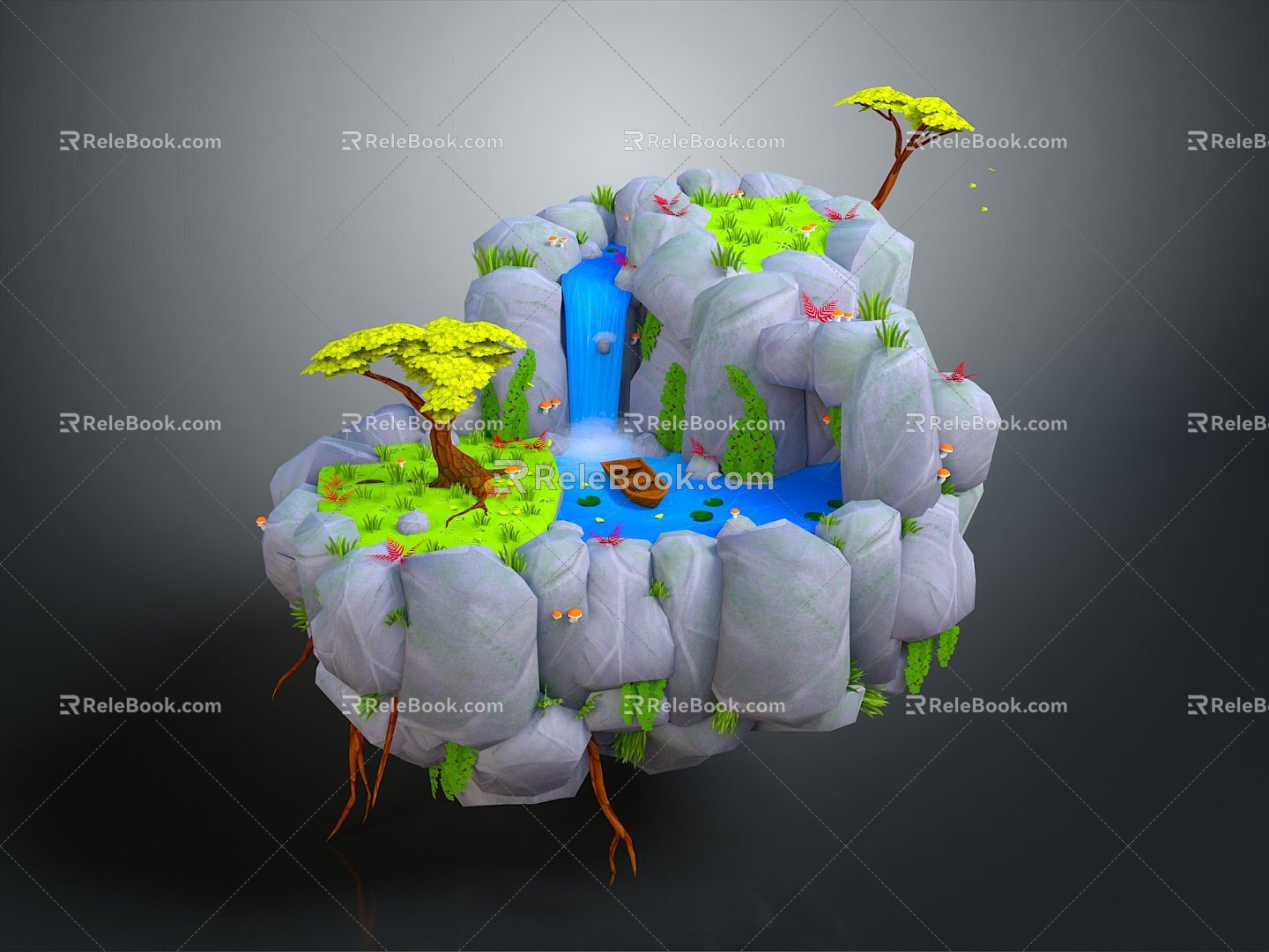 Modern tourist attractions Waterfall scenic caves 3d model