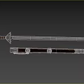 Detailed Traditional Sword With Shiny Metal Blade And Wooden Scabbard Decorative Fittings
