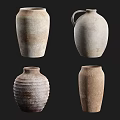 Artisanal Ceramic Vessels Featuring Various Shapes Textured Surfaces And Neutral Tones 3d model