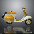 Vintage Orange And Cream Scooter With Classic Retro Styling And Reflective Finish