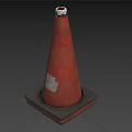Orange Traffic Cone With Black Base White Top And White Sticker