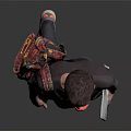 Man in Graphic Print T-shirt Carrying Patterned Backpack Holding Notebook Gray Pants Orange Shoes
