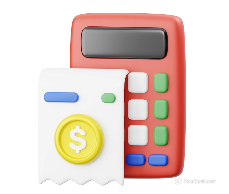 Modern Red Calculator With Colorful Buttons And Receipt Featuring Dollar Symbol 3d model 
