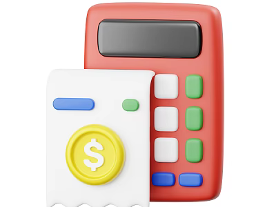 Modern Red Calculator With Colorful Buttons And Receipt Featuring Dollar Symbol 3d model