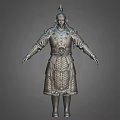 Ancient Man Full Body Soldier in Intricate Armor 3D Model with Metallic Texture