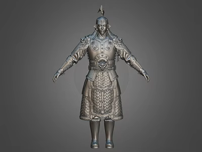 Ancient Man Full Body Soldier in Intricate Armor 3D Model with Metallic Texture 3d model