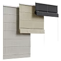 Stylish Fabric Roller Blinds In Beige And Black Wall Mounted Design