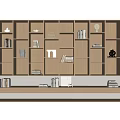 Modern Open Bookcase Interior With Layered Shelves Books And Decorative Objects 3d model