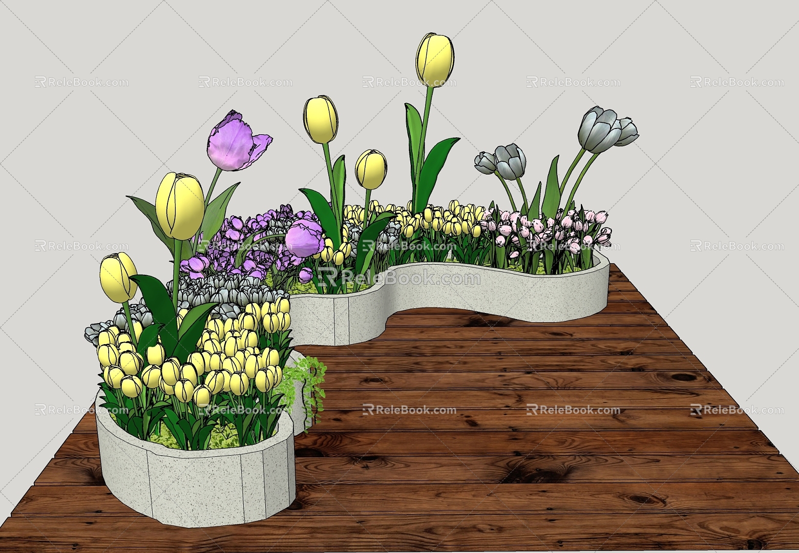 Tulip flowers landscape beautiful Chen 3d model