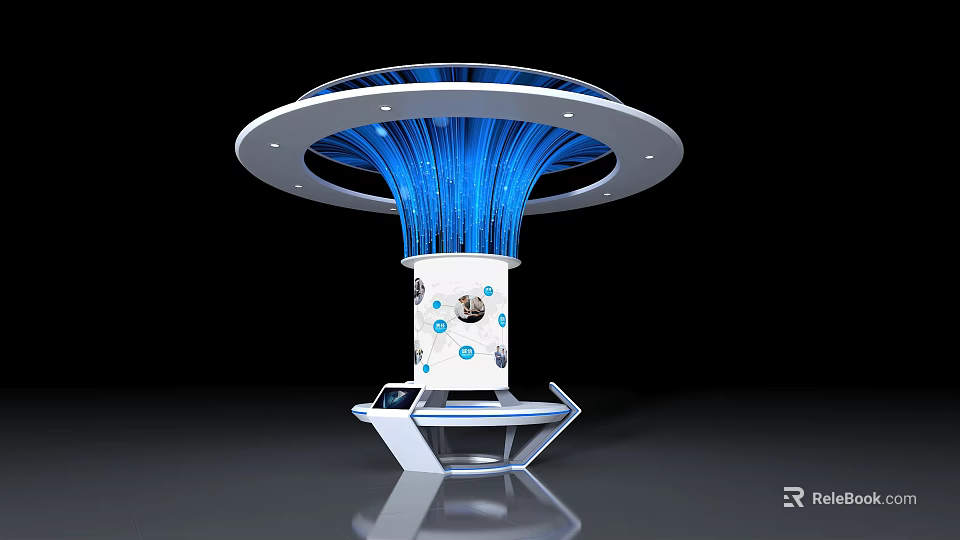 Modern Display Shelf With Circular Top Blue Light Effect And White Body 3d model 