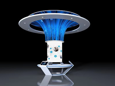 Modern Display Shelf With Circular Top Blue Light Effect And White Body 3d model