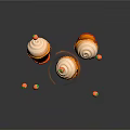 Floating Decorated Cupcakes With Orange Cream Topping And Small Fruit On Dark Background With Reflections
