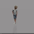 Group of Boys in Printed T Shirts and Shorts Standing on Smooth Floor with Reflection