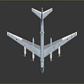 Light Blue Military Aircraft With Red Star Emblems And Four Engines On Large Wings