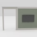Modern TV Wall Interior Design with Green Panel Black TV and White Frame