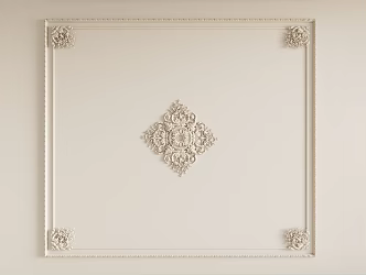 French Gypsum Carved Ceiling Light Plate Corner Angle Flower Gypsum Components 3d model