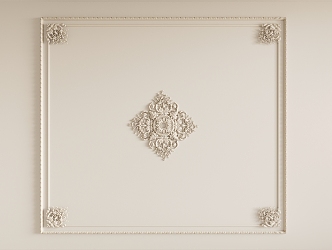 French Gypsum Carved Ceiling Light Plate Corner Angle Flower Gypsum Components 3d model