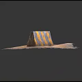 Traffic Barrier With Yellow And Black Stripes On Sandy Ground 3d model
