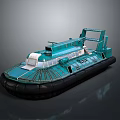 Teal Hovercraft With Black Air Cushion Cockpit And Reflective Surface Design