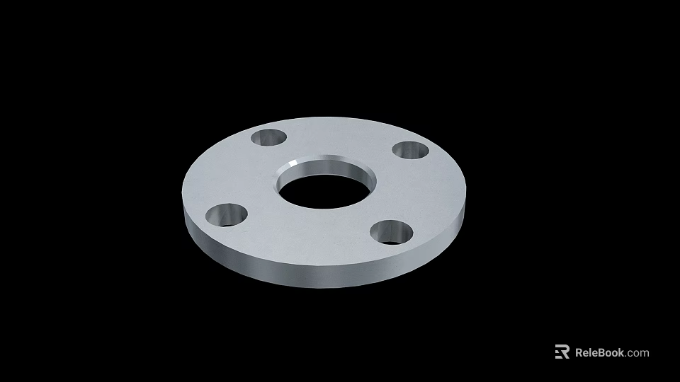 Industrial Equipment Stainless Steel Flange With Multiple Holes And Central Bore 3d model 
