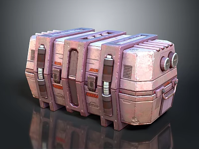 Industrial Style Equipment Cases With Metal Latches And Textured Pink Purple Surface 3d model