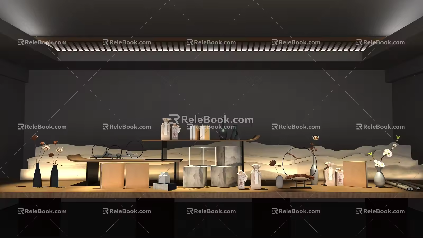 New Chinese Style Set Table for Dead Branches Display 3d model