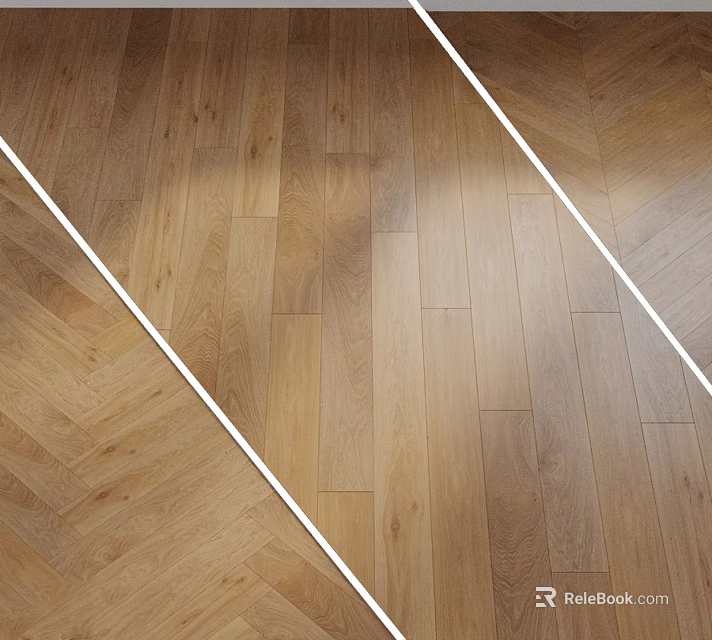 Natural Light Oak Wooden Flooring For Interior Design With Herringbone Pattern And Smooth Finish 3d model 