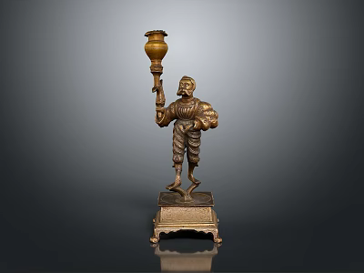 Brass Human Figure Candle Holder Furniture With Decorative Base And Intricate Design 3d model