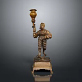 Brass Human Figure Candle Holder Furniture With Decorative Base And Intricate Design