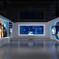 Modern High Tech Exhibition Hall With Interactive Digital Screens And Displays 3d model
