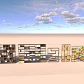 Modern Modular Bookcases With Open Shelves And Multicolor Designs In Spacious Open Area 3d model